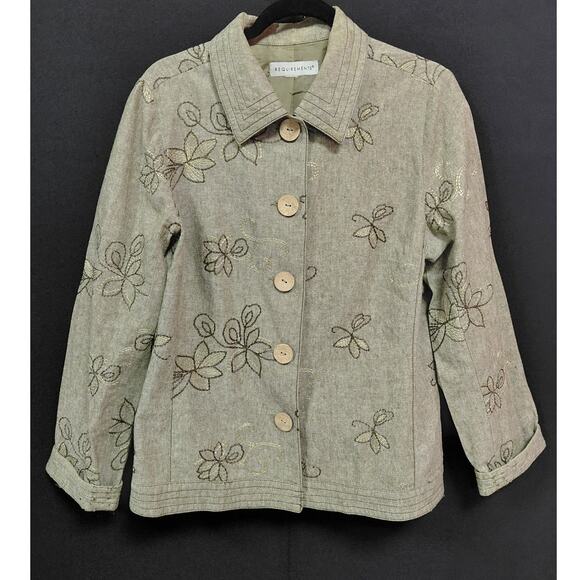 Requirements Jackets & Blazers - REQUIREMENTS Embroidered Floral Jacket Collared Women See Measurements